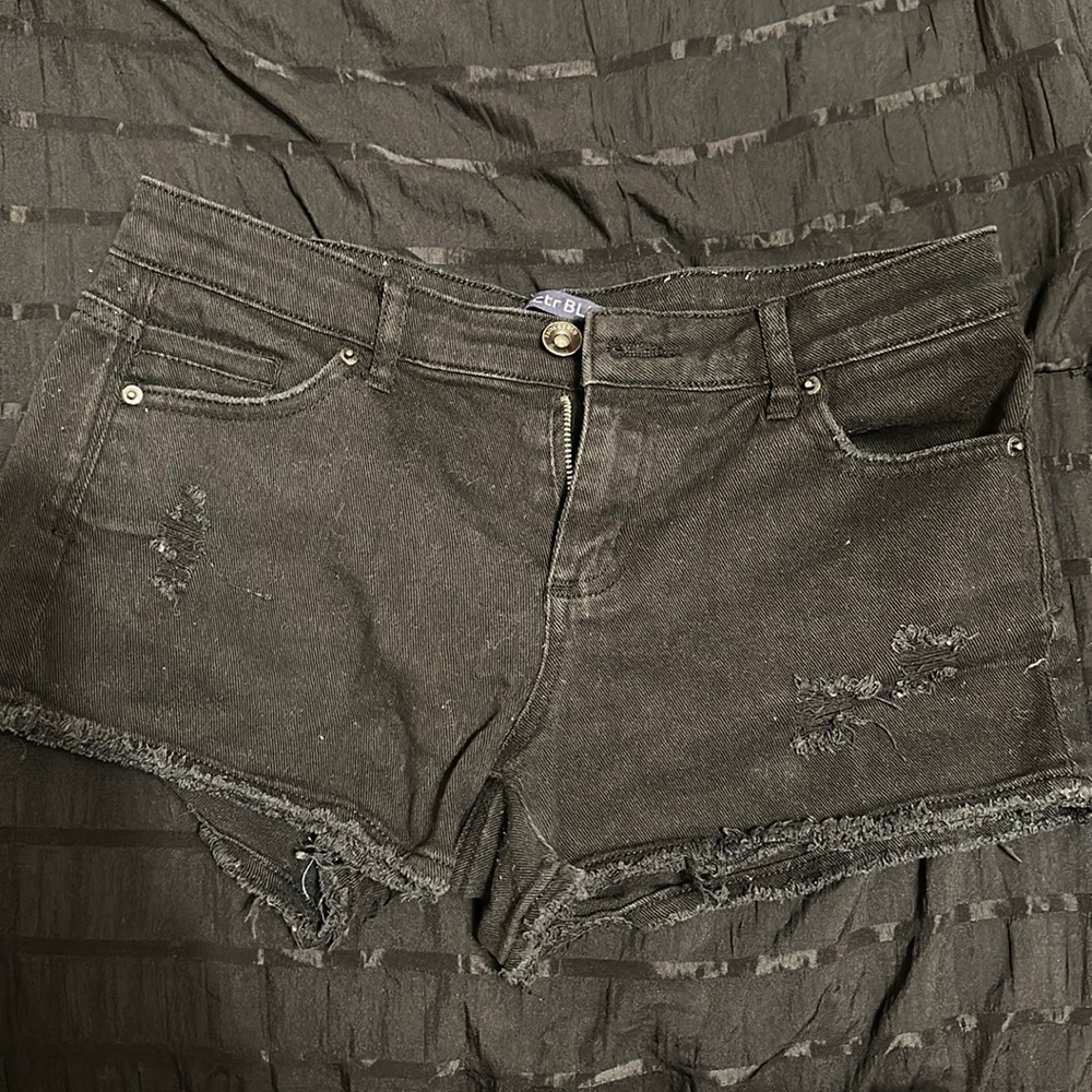 black jean shorts
